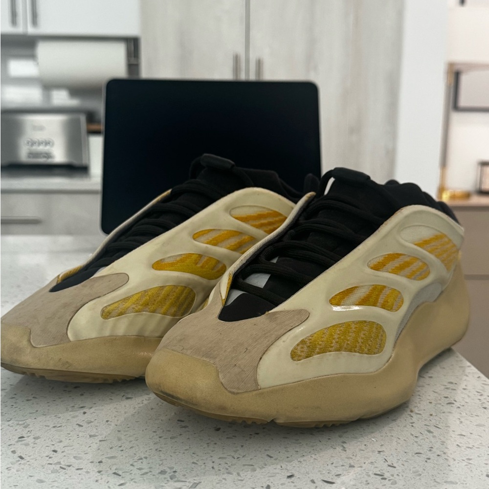 Adidas Black and Yellow Sculptural Sneakers